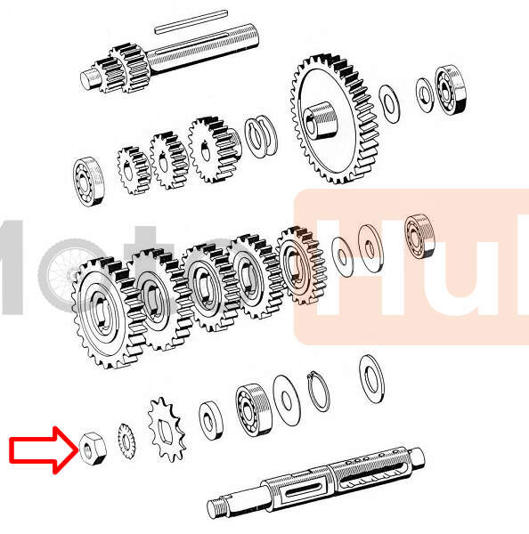 Nut front sprocket tomos apn m14x1 mm right thread