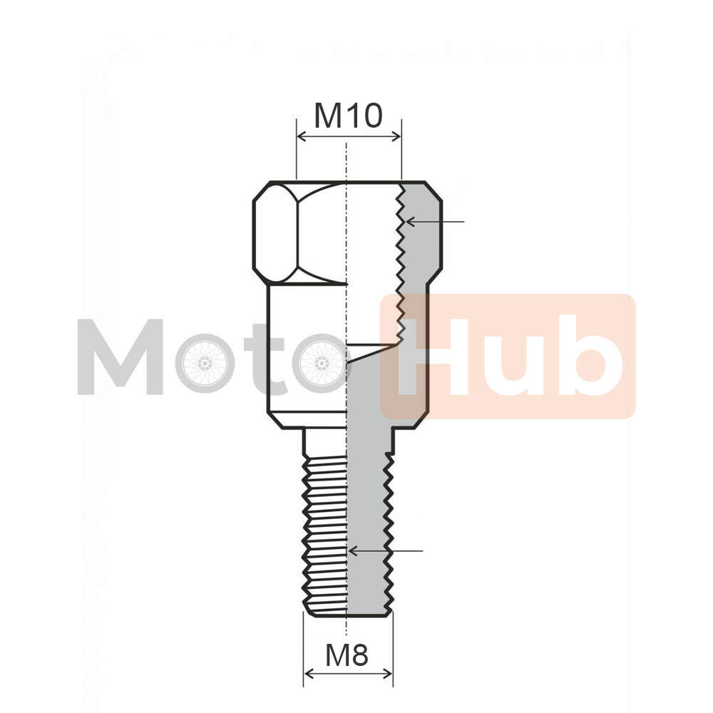 Adapter za retrovizor univerzalni sa M10 x1,25mm na M8 x 1,25 mm desni navoj RMS