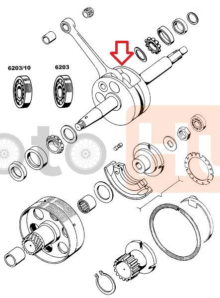 Crankshaft tomos a3 dia 10 mm cn