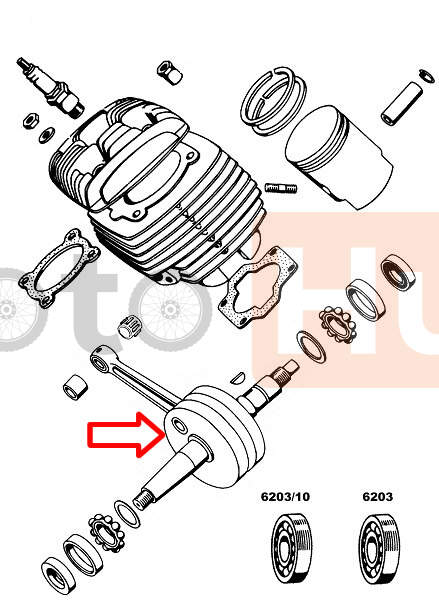 Crankshaft tomos apn dia 10 mm cn