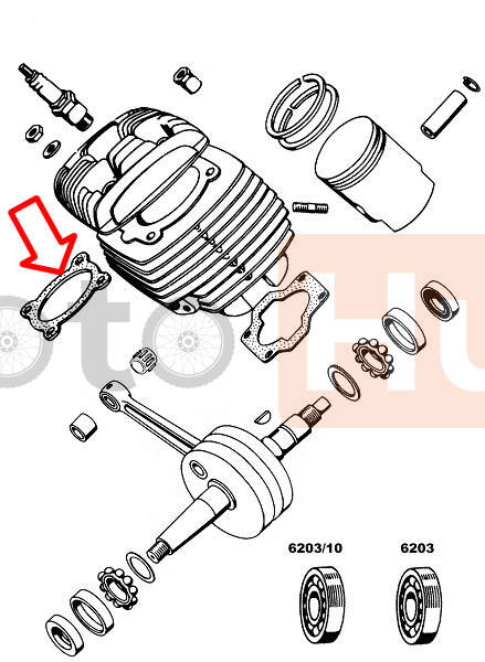 Gasket cylinder head tomos dia 40 mm