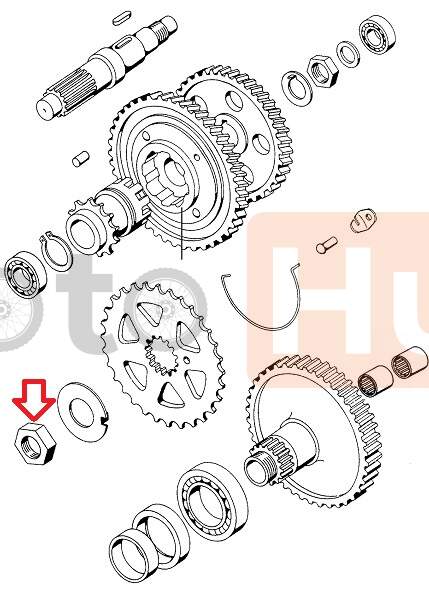 Nut front sprocket tomos a3. a35. a5 m22x1 mm