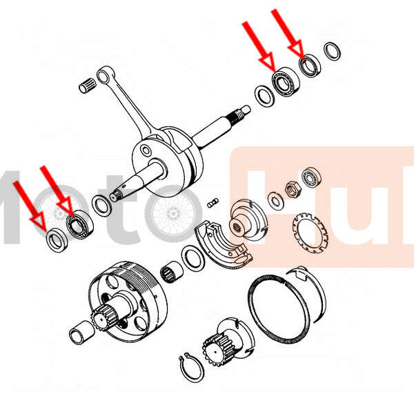 Bearings and oil seals crankshaft tomos a3.a35 old type