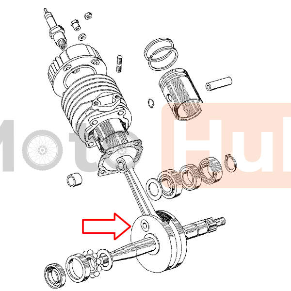 Crankshaft tomos t12 dia 10 mm with ckr