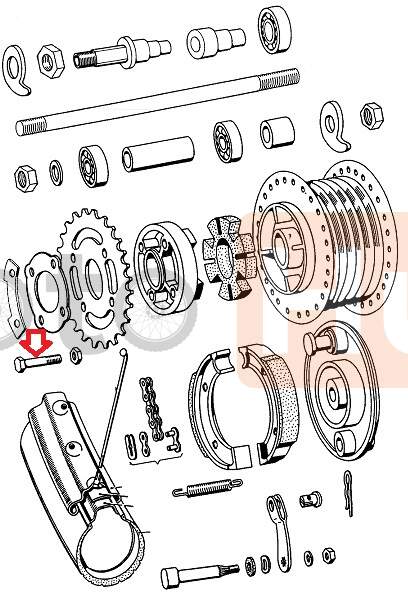 Screw rear sprocket tomos apn m7x30 mm with nut