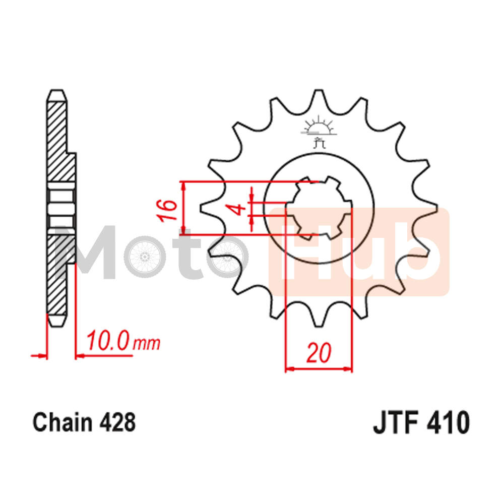 Lancanik prednji JT  JTF410-16  (428) 16 zuba