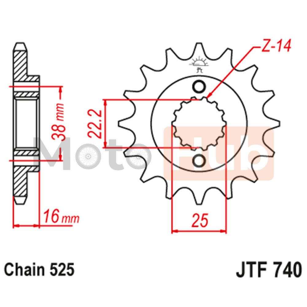 Lancanik prednji JT  JTF740-15RB (525)15 zuba