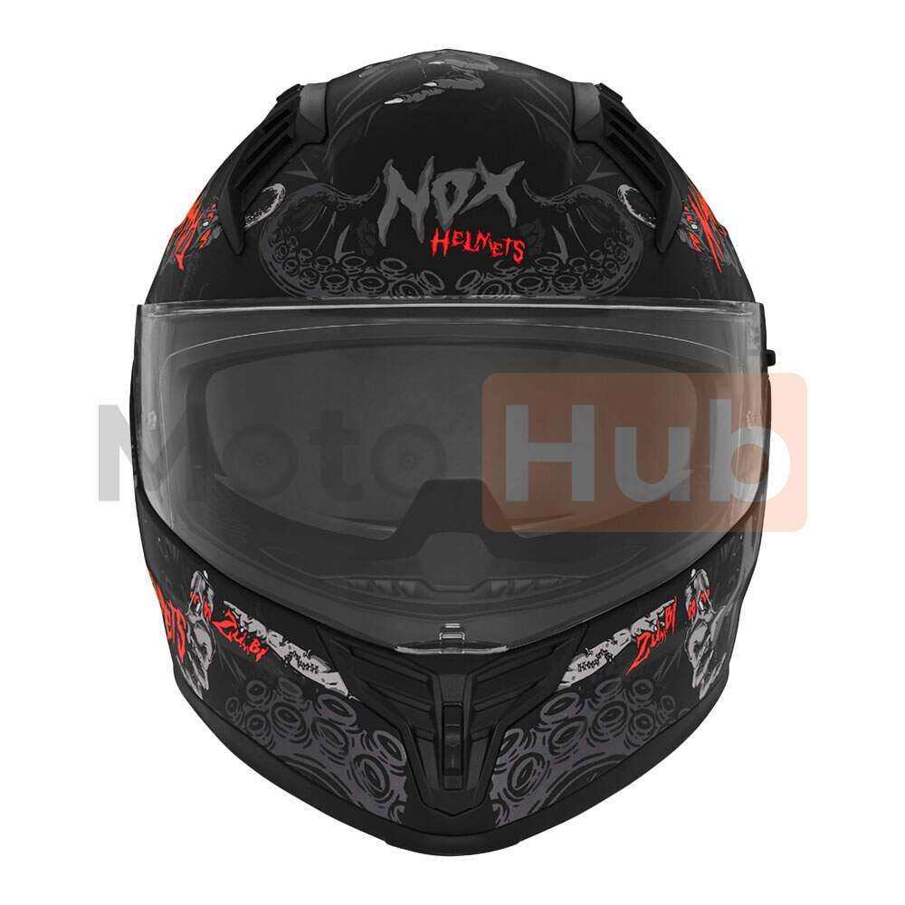 Kaciga nox full face sa naocarima n401 zumbi  mat crno crvena 2xl